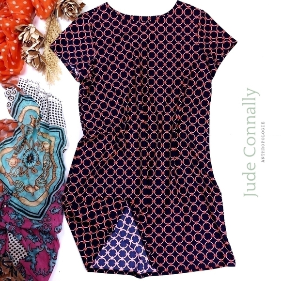 Jude Connally Blue Red Patterned Dress Sz M - Picture 1 of 10